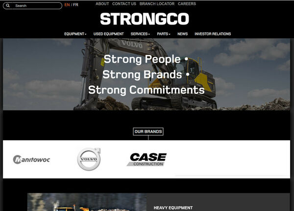 Screenshot of Strongco website