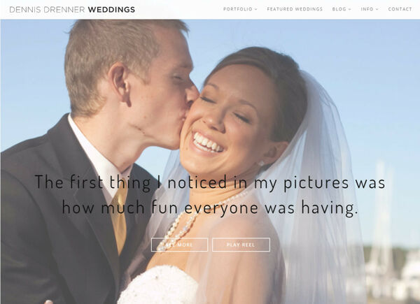 Screenshot of Dennis Drenner Weddings website
