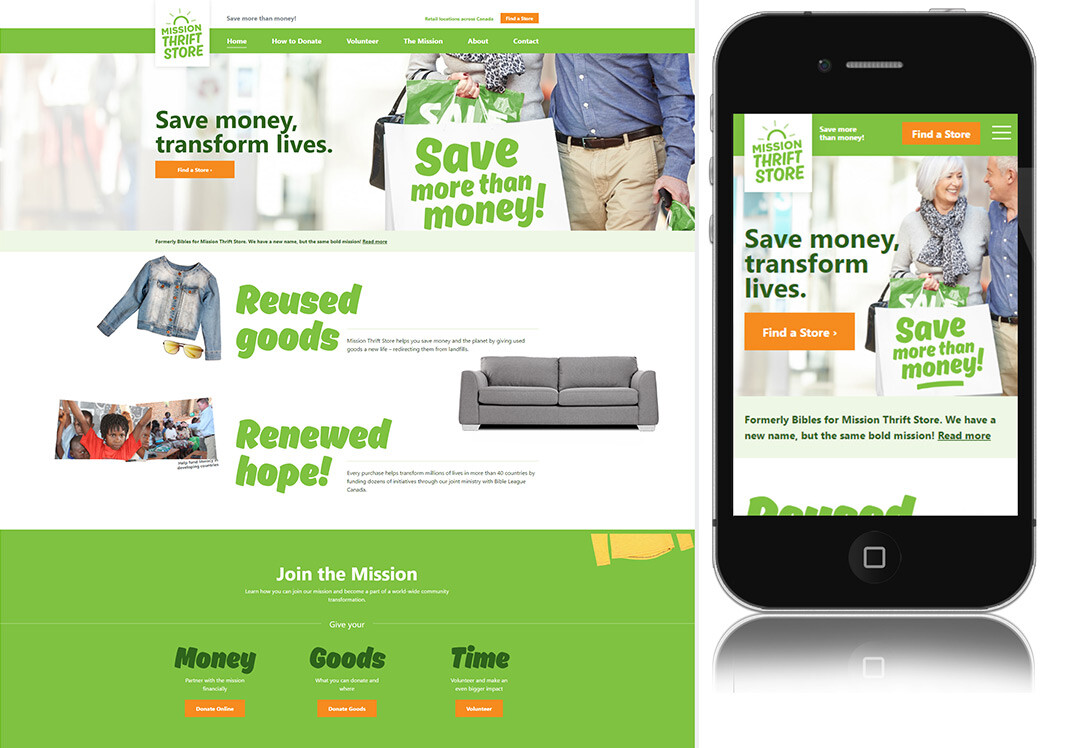 screenshot of Homepage and Mobile View