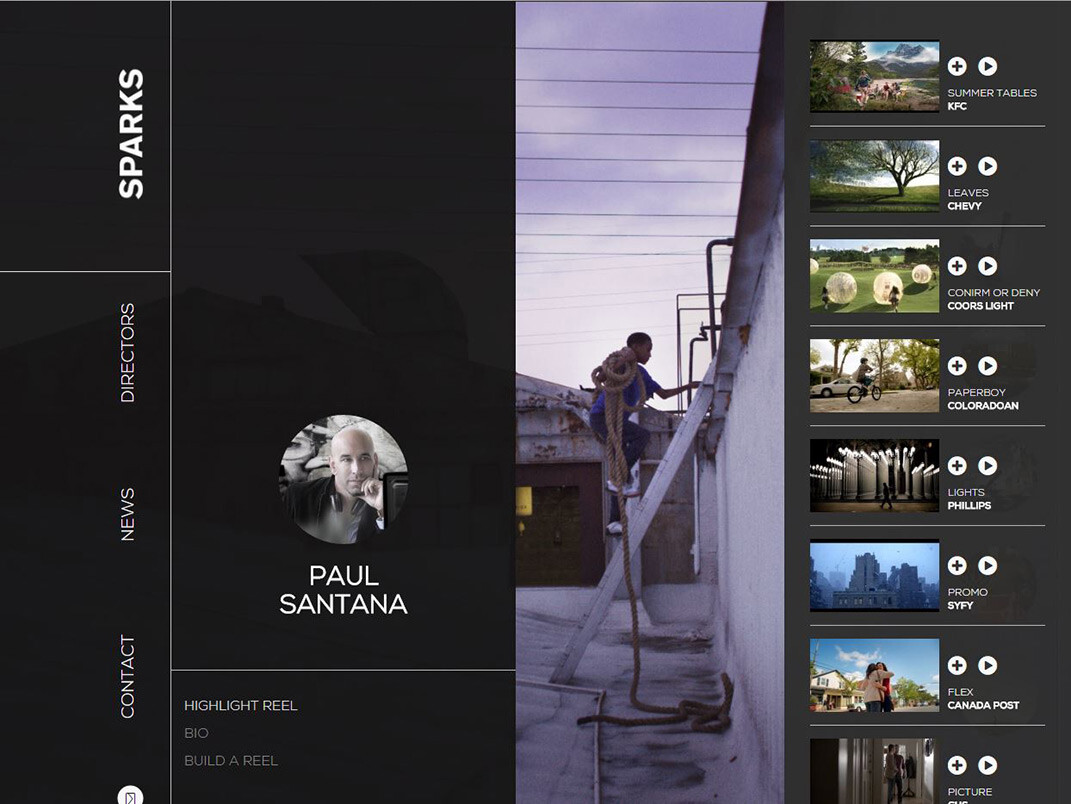 screenshot of Directors Page with Additional Spots menu opened