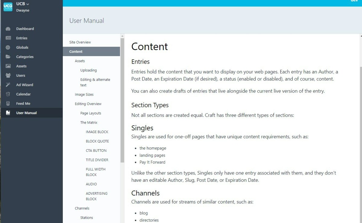 screenshot of In CMS User Guide