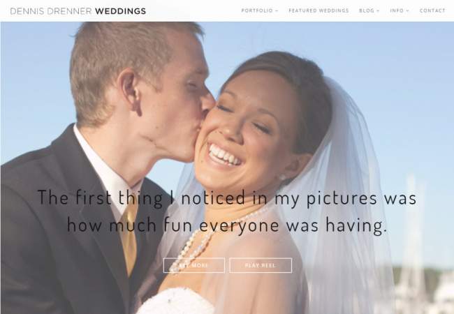 screenshot of Dennis Drenner Weddings website