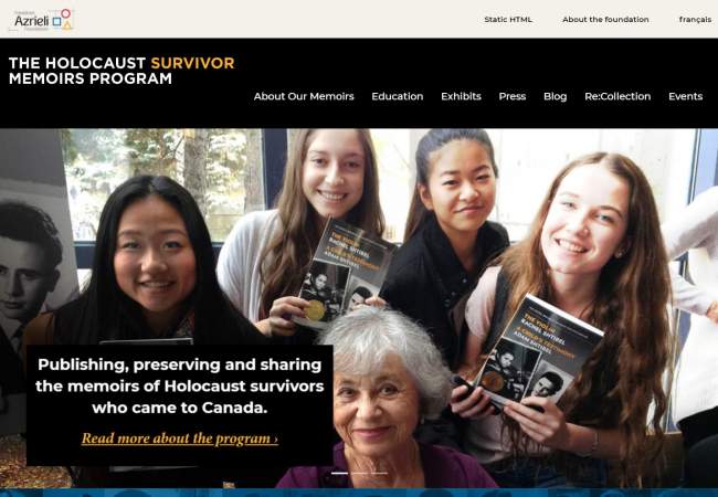 screenshot of The Holocaust Survivor Memoirs Program website