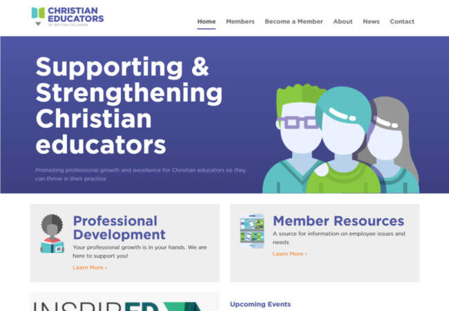 screenshot of Christian Educators of British Columbia website