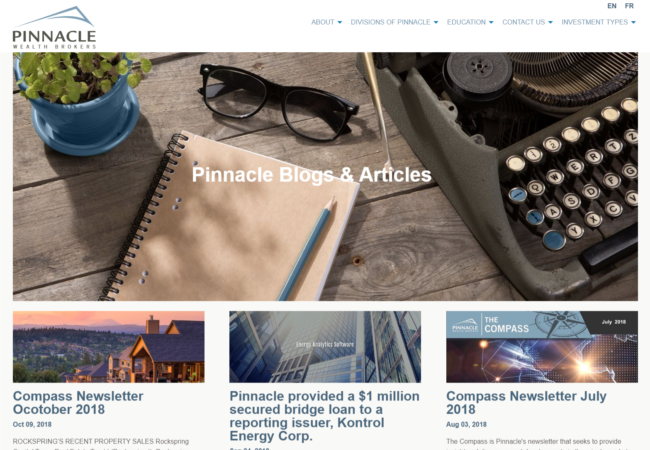 screenshot of Pinnacle Wealth Brokers website