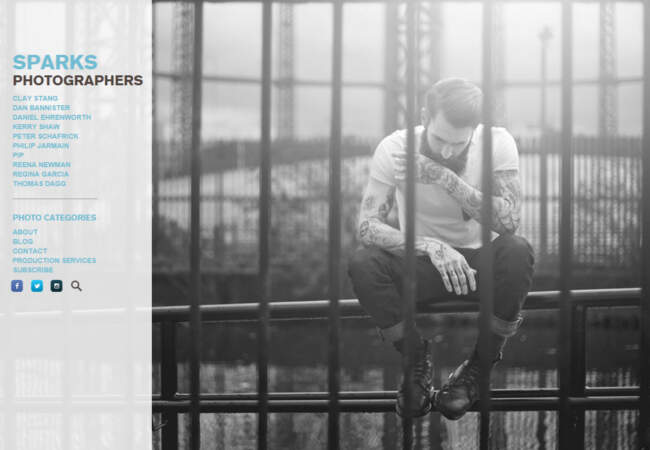 screenshot of Sparks Photographers website