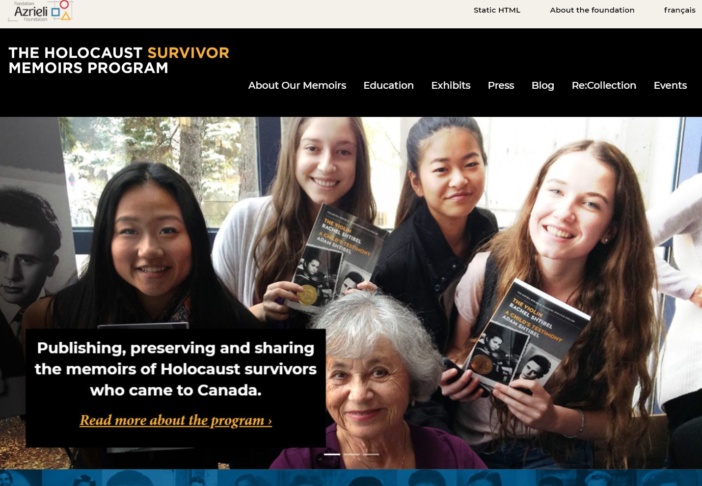 screenshot of The Holocaust Survivor Memoirs Program website