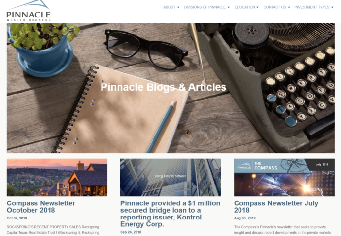 screenshot of Pinnacle Wealth Brokers website