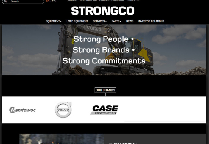 screenshot of Strongco website